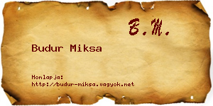 Budur Miksa névjegykártya